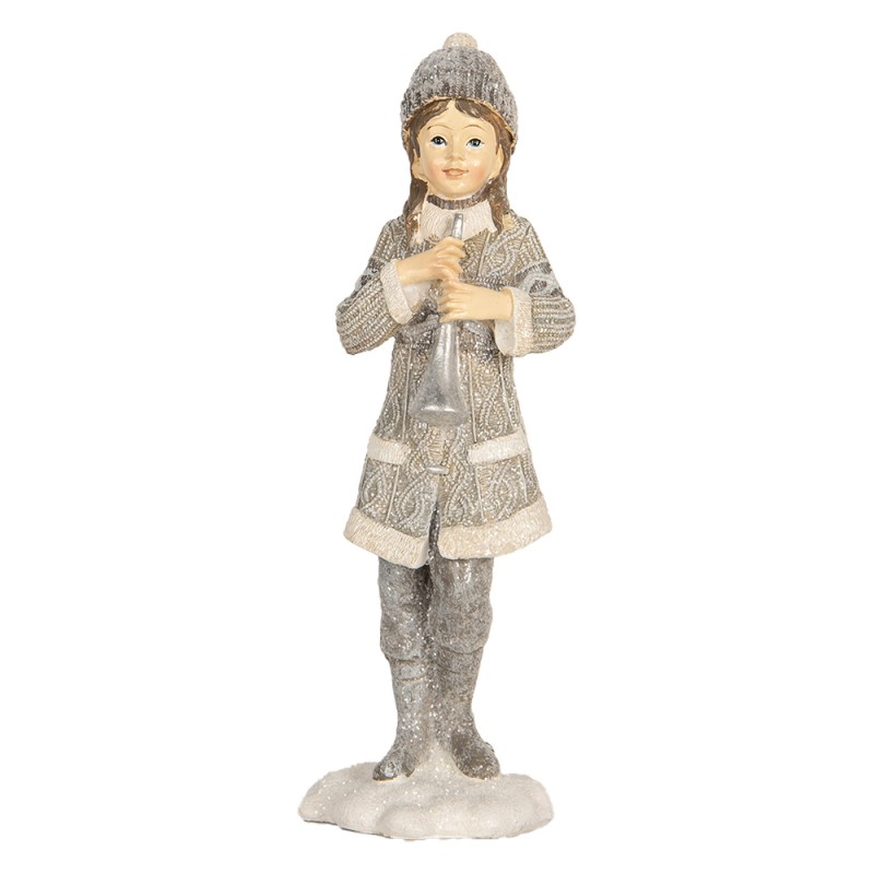 Clayre & Eef Dekorationsfigur Kinder 8x7x22 cm Grau Kunststoff