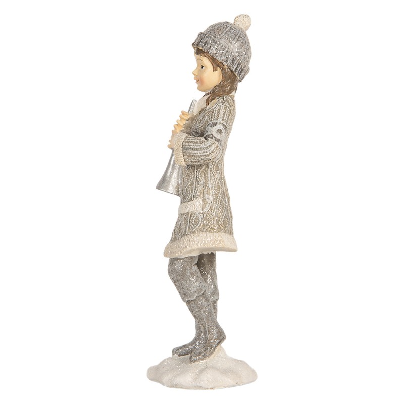 Clayre & Eef Dekorationsfigur Kinder 8x7x22 cm Grau Kunststoff