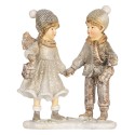 Clayre & Eef Decoratie Beeld Kinderen 10x6x13 cm Grijs Kunststof