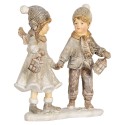Clayre & Eef Decoratie Beeld Kinderen 10x6x13 cm Grijs Kunststof