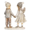 Clayre & Eef Decoratie Beeld Kinderen 10x6x13 cm Grijs Kunststof