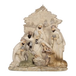 Clayre & Eef Weihnachtsdekorationsfigur Krippe 24x8x27 cm Beige Kunststoff
