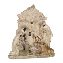 Clayre & Eef Weihnachtsdekorationsfigur Krippe 24x8x27 cm Beige Kunststoff