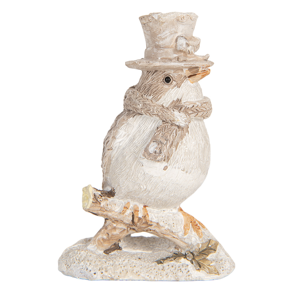 Clayre&Eef Decoratie Beeld Vogel 5x3x8 cm Beige Kunststof afbeelding