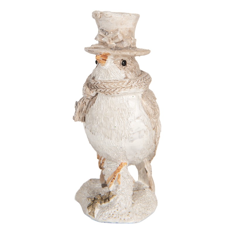 Clayre & Eef Decoratie Beeld Vogel 5x3x8 cm Beige Kunststof