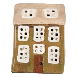 Clayre & Eef Waxinelichthouder Huis 10x7x14 cm Groen Keramiek
