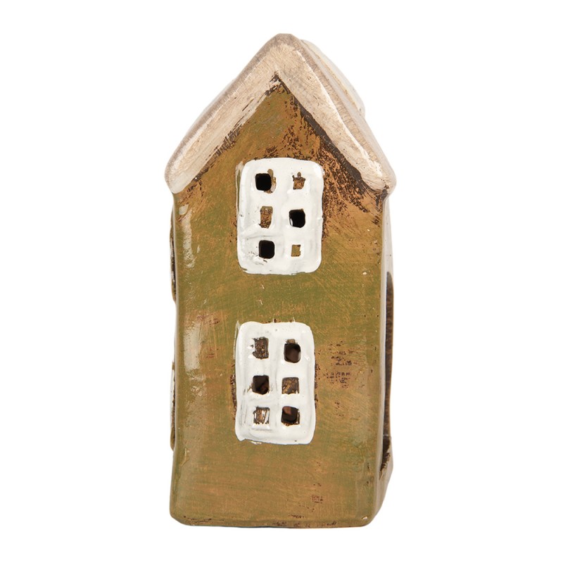 Clayre & Eef Portacandela Casa 10x7x14 cm Verde Ceramica