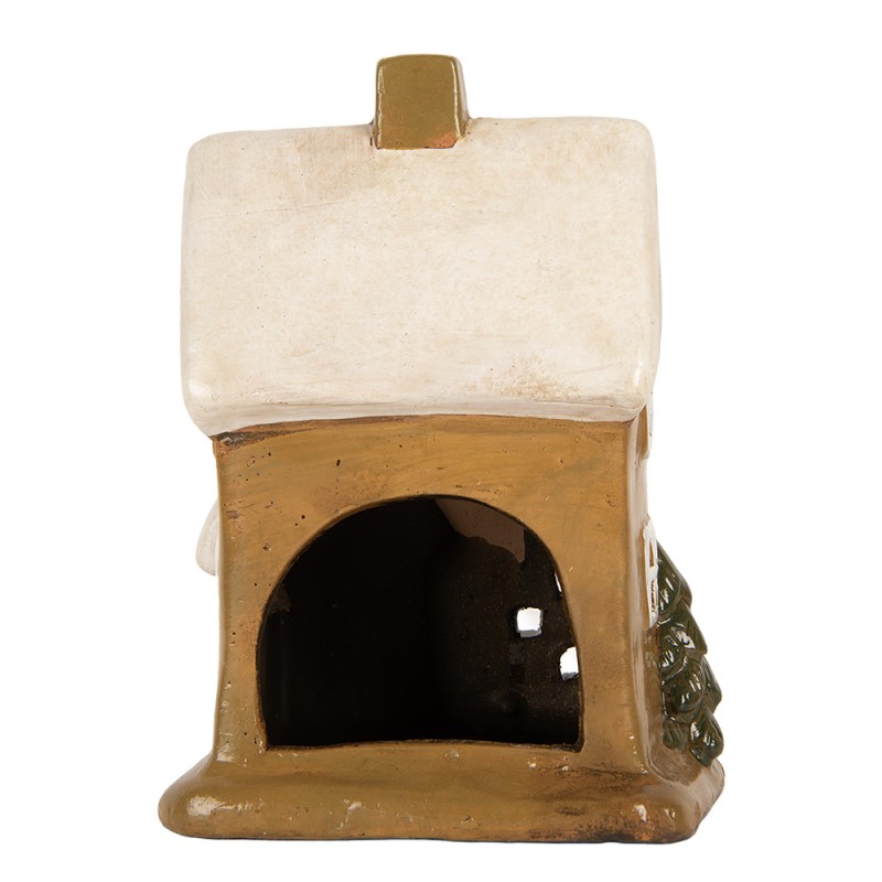Clayre & Eef Portacandela Casa 15x12x20 cm Marrone Ceramica