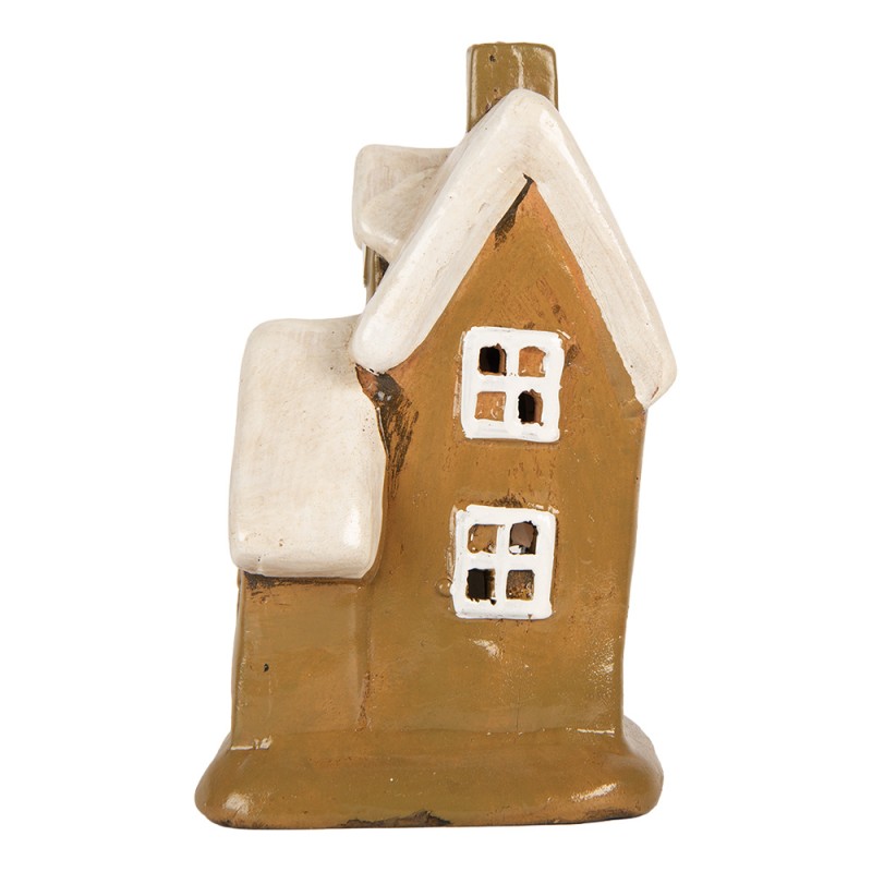 Clayre & Eef Portacandela Casa 15x12x20 cm Marrone Ceramica