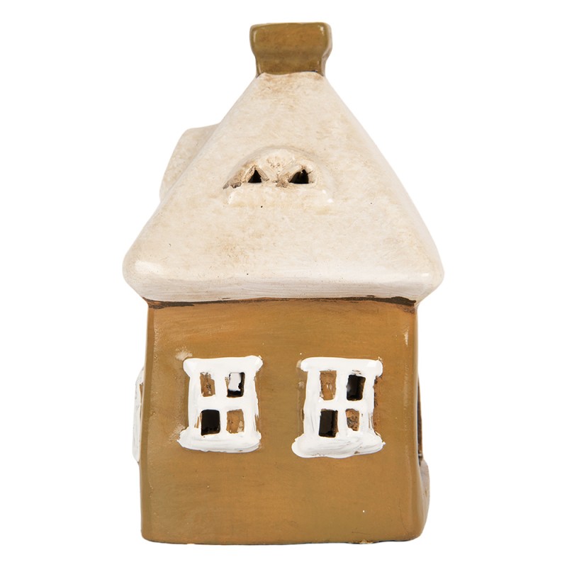 Clayre & Eef Portacandela Casa 12x9x14 cm Marrone Ceramica
