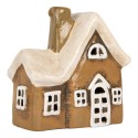 Clayre & Eef Portacandela Casa 13x7x13 cm Marrone Ceramica