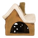 Clayre & Eef Portacandela Casa 13x7x13 cm Marrone Ceramica