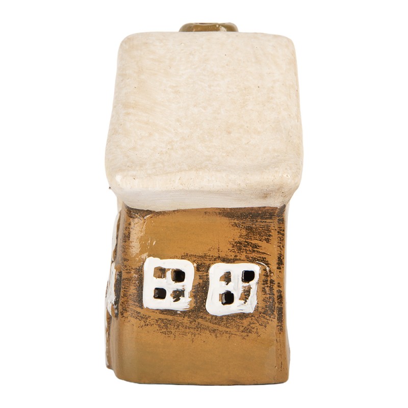 Clayre & Eef Portacandela Casa 13x7x13 cm Marrone Ceramica