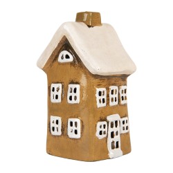 Clayre & Eef Waxinelichthouder Huis 8x7x15 cm Bruin Keramiek