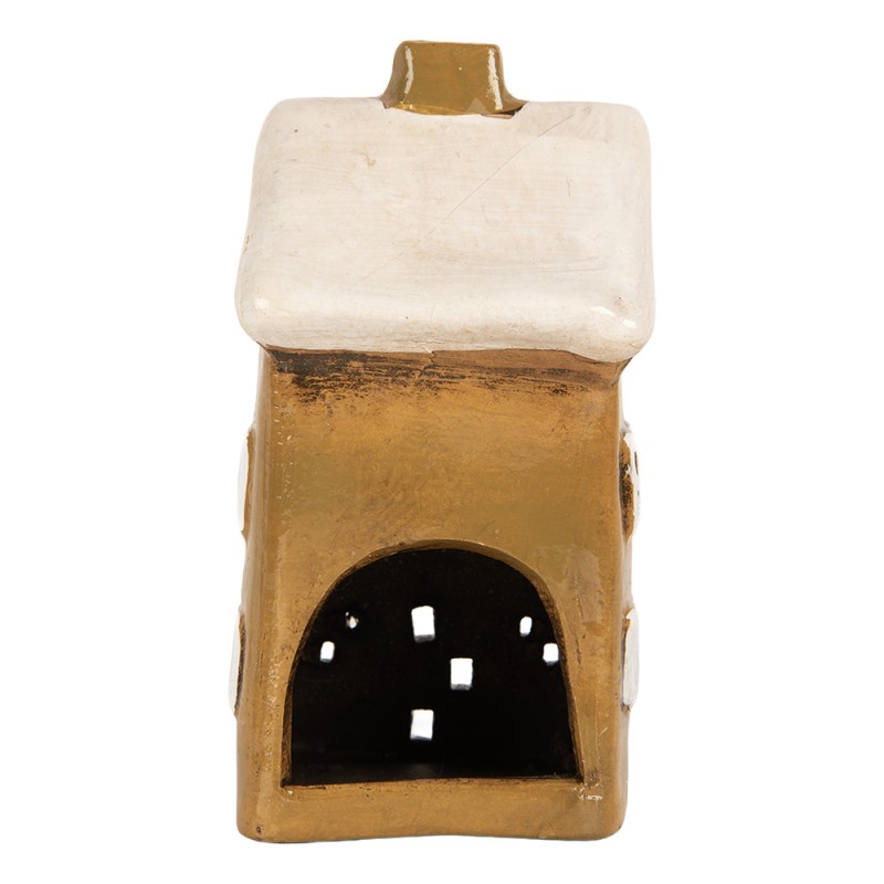Clayre & Eef Waxinelichthouder Huis 8x7x15 cm Bruin Keramiek