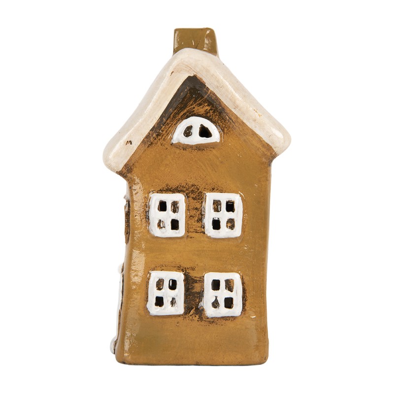 Clayre & Eef Waxinelichthouder Huis 8x7x15 cm Bruin Keramiek