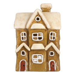 Clayre & Eef Waxinelichthouder Huis 23x15x33 cm Bruin Keramiek