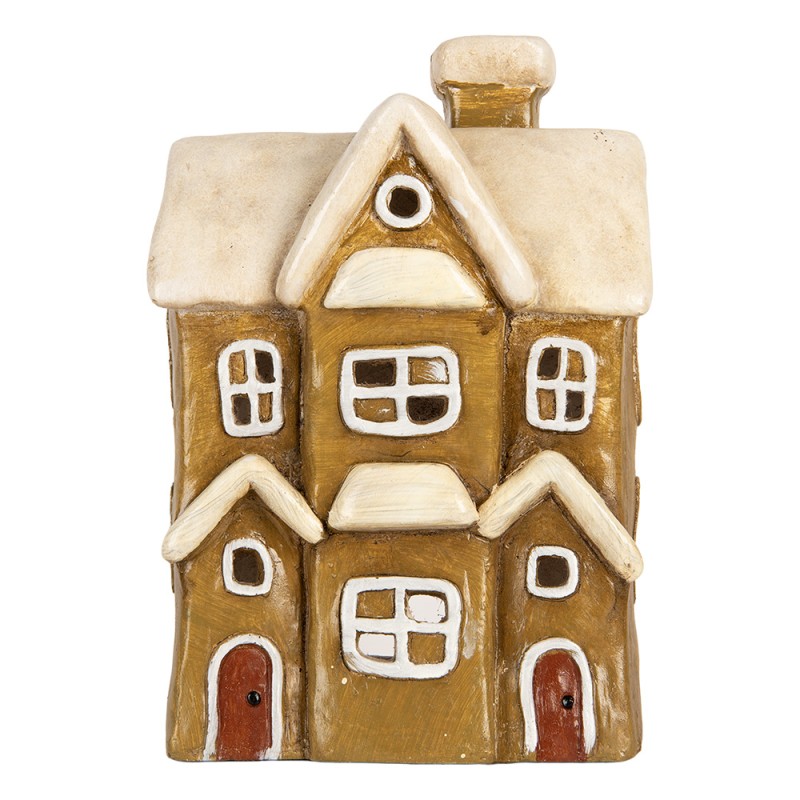 Clayre & Eef Portacandela Casa 23x15x33 cm Marrone Ceramica