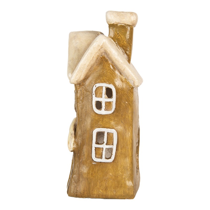 Clayre & Eef Portacandela Casa 23x15x33 cm Marrone Ceramica