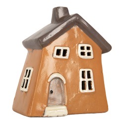 Clayre & Eef Waxinelichthouder Huis 18x13x20 cm Oranje Keramiek