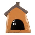 Clayre & Eef Portacandela Casa 18x13x20 cm Arancione Ceramica