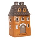 Clayre & Eef Portacandela Casa 23x17x37 cm Arancione Ceramica