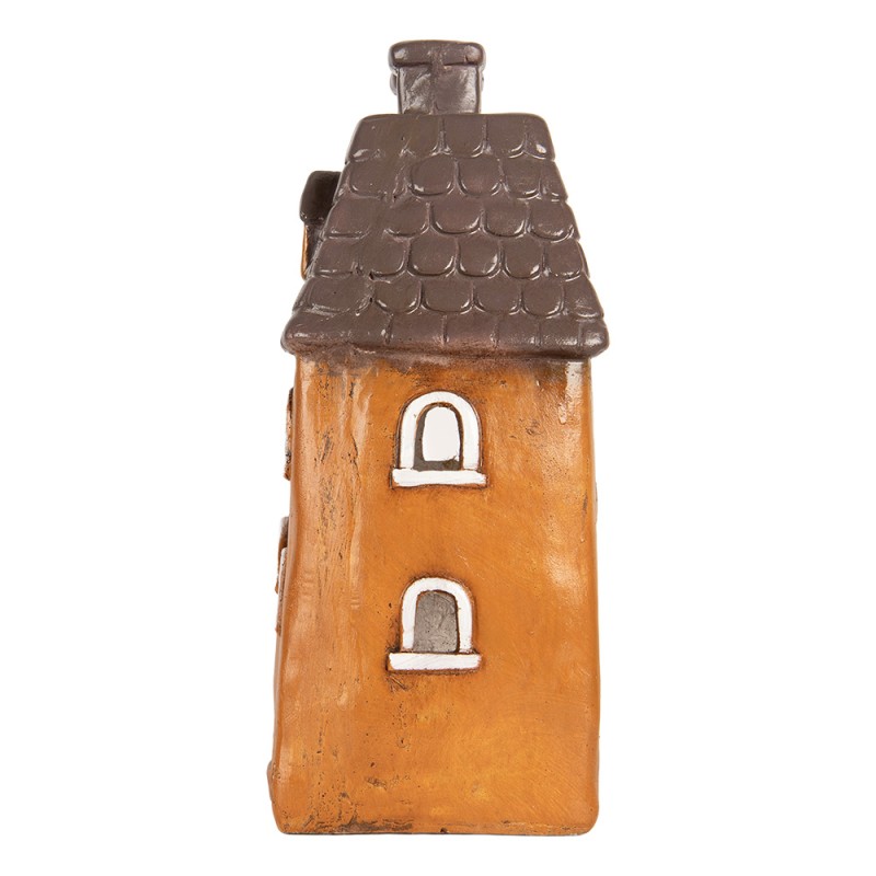 Clayre & Eef Portacandela Casa 23x17x37 cm Arancione Ceramica