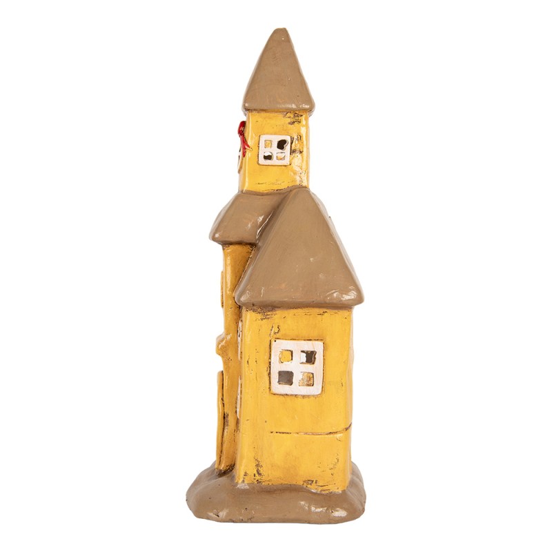 Clayre & Eef Portacandela Casa 23x17x43 cm Giallo Ceramica