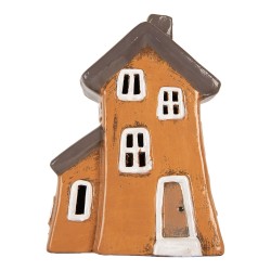 Clayre & Eef Waxinelichthouder Huis 16x11x20 cm Oranje Keramiek