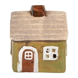 Clayre & Eef Waxinelichthouder Huis 8x7x10 cm Groen Keramiek