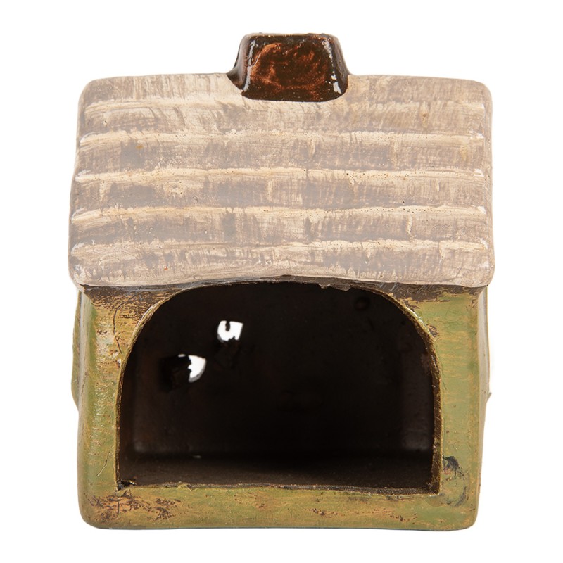 Clayre & Eef Portacandela Casa 8x7x10 cm Verde Ceramica