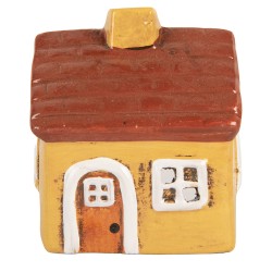 Clayre & Eef Waxinelichthouder Huis 8x7x10 cm Geel Keramiek