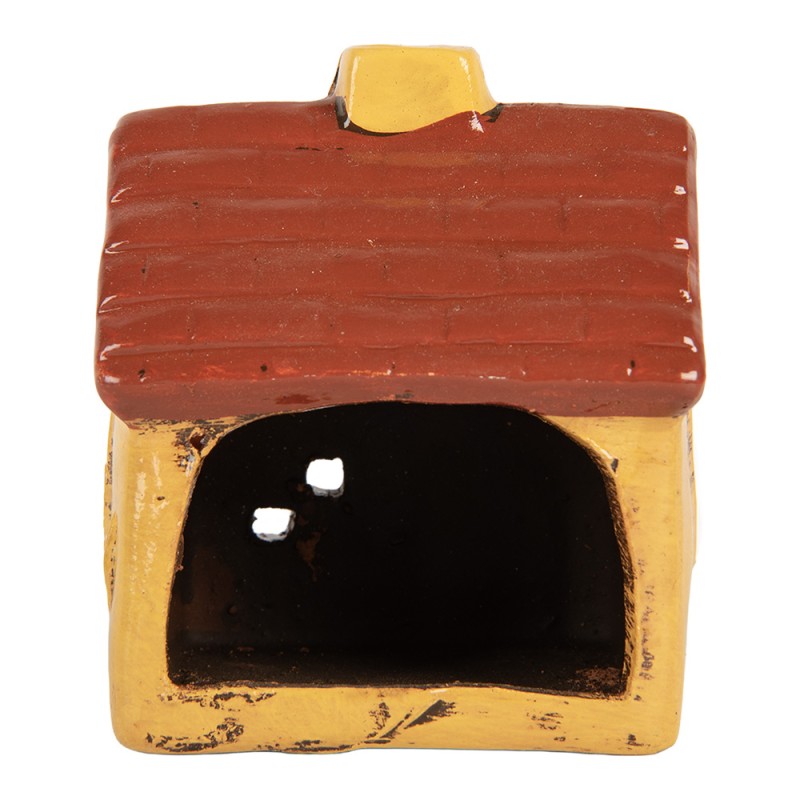 Clayre & Eef Portacandela Casa 8x7x10 cm Giallo Ceramica