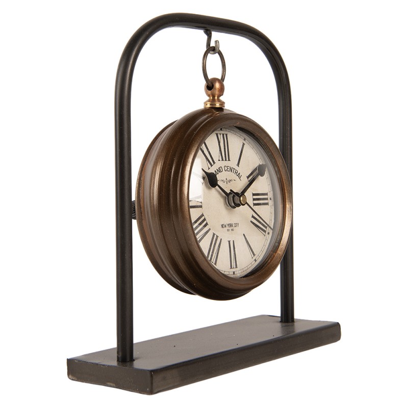 Clayre & Eef Orologio da tavolo 14x5x16 cm / 1xAA Marrone Metallo