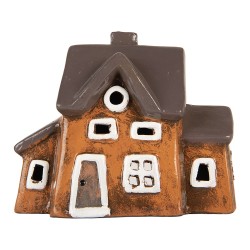 Clayre & Eef Waxinelichthouder Huis 20x11x16 cm Oranje Keramiek