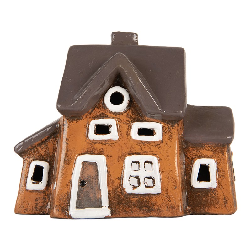 Clayre & Eef Waxinelichthouder Huis 20x11x16 cm Oranje Keramiek