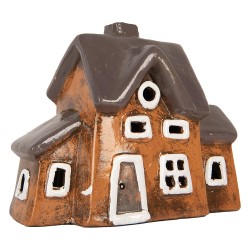 Clayre & Eef Waxinelichthouder Huis 20x11x16 cm Oranje Keramiek