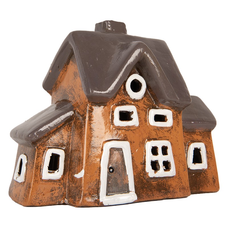 Clayre & Eef Waxinelichthouder Huis 20x11x16 cm Oranje Keramiek