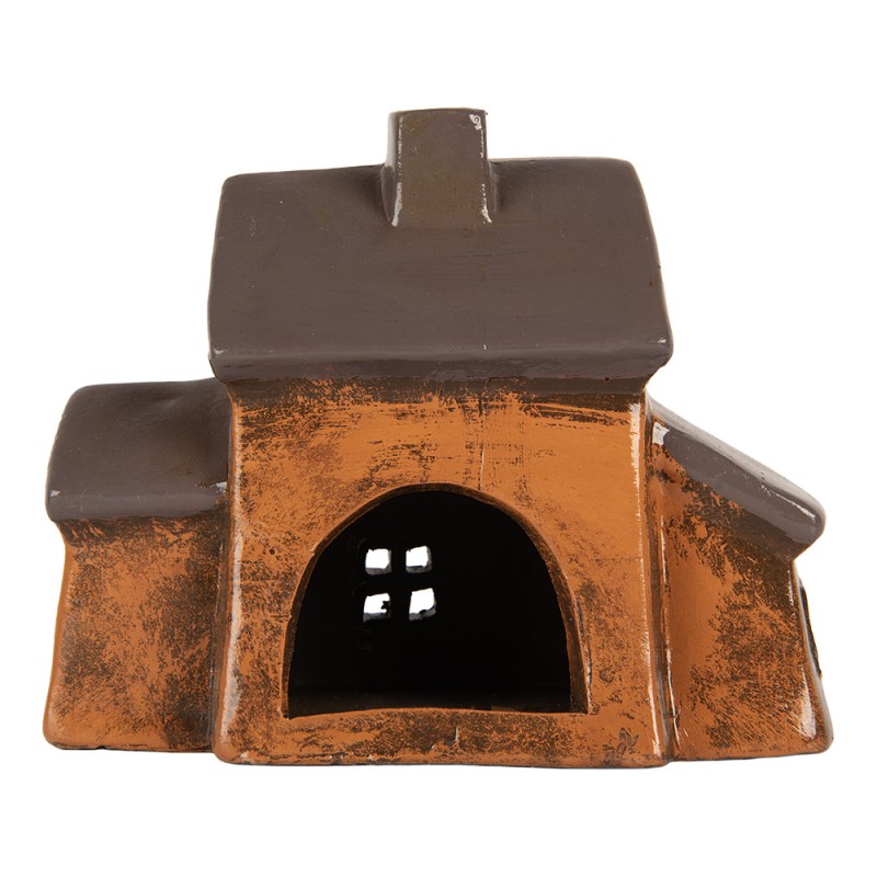 Clayre & Eef Waxinelichthouder Huis 20x11x16 cm Oranje Keramiek