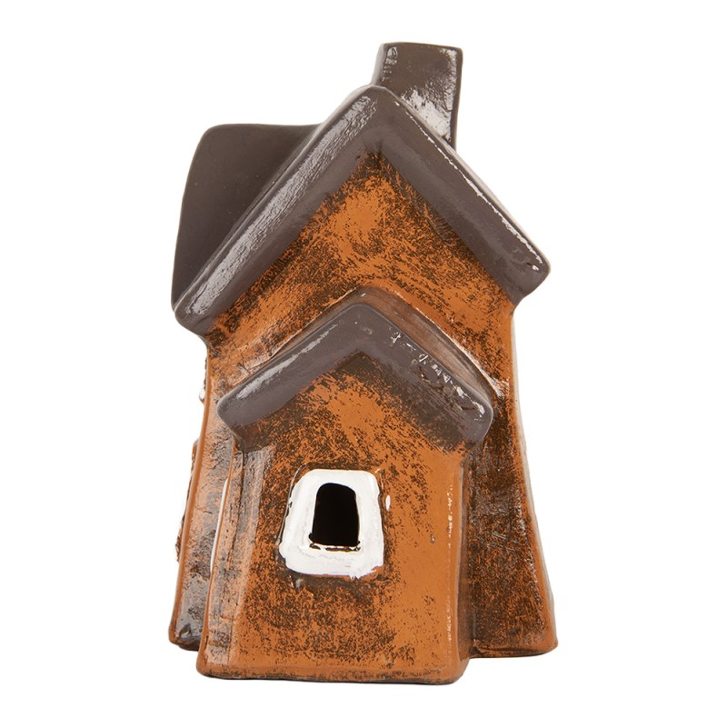 Clayre & Eef Waxinelichthouder Huis 20x11x16 cm Oranje Keramiek