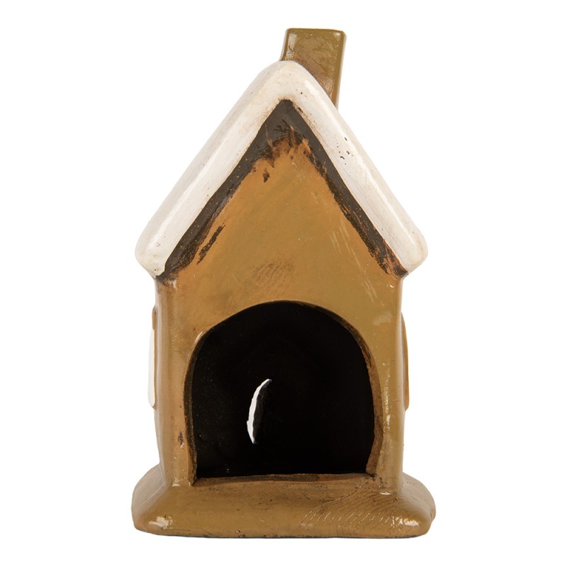 Clayre & Eef Portacandela Casa 10x10x16 cm Marrone Ceramica