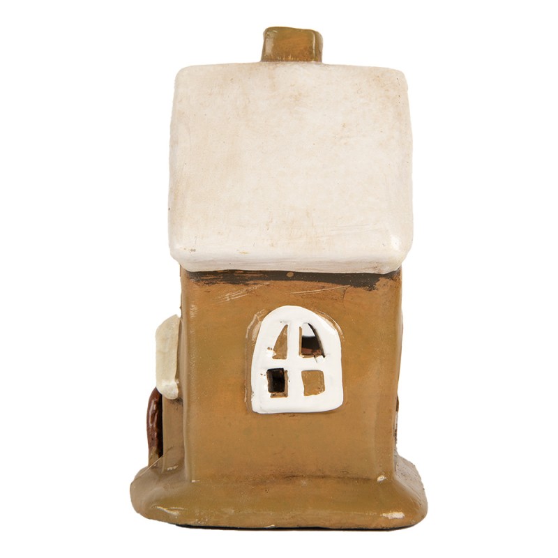 Clayre & Eef Portacandela Casa 10x10x16 cm Marrone Ceramica