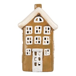 Clayre & Eef Waxinelichthouder Huis 12x8x20 cm Bruin Keramiek