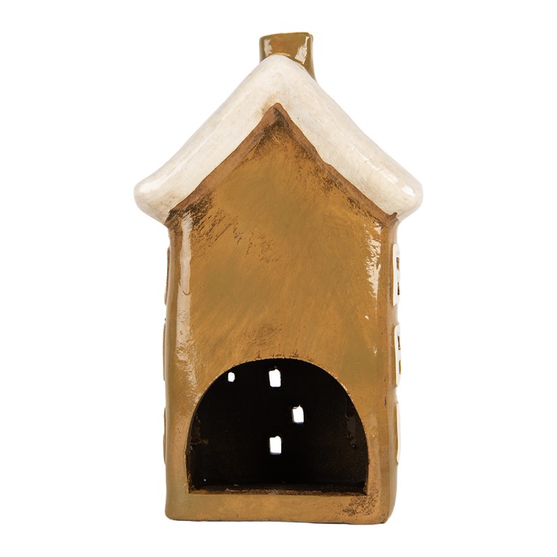 Clayre & Eef Portacandela Casa 12x8x20 cm Marrone Ceramica