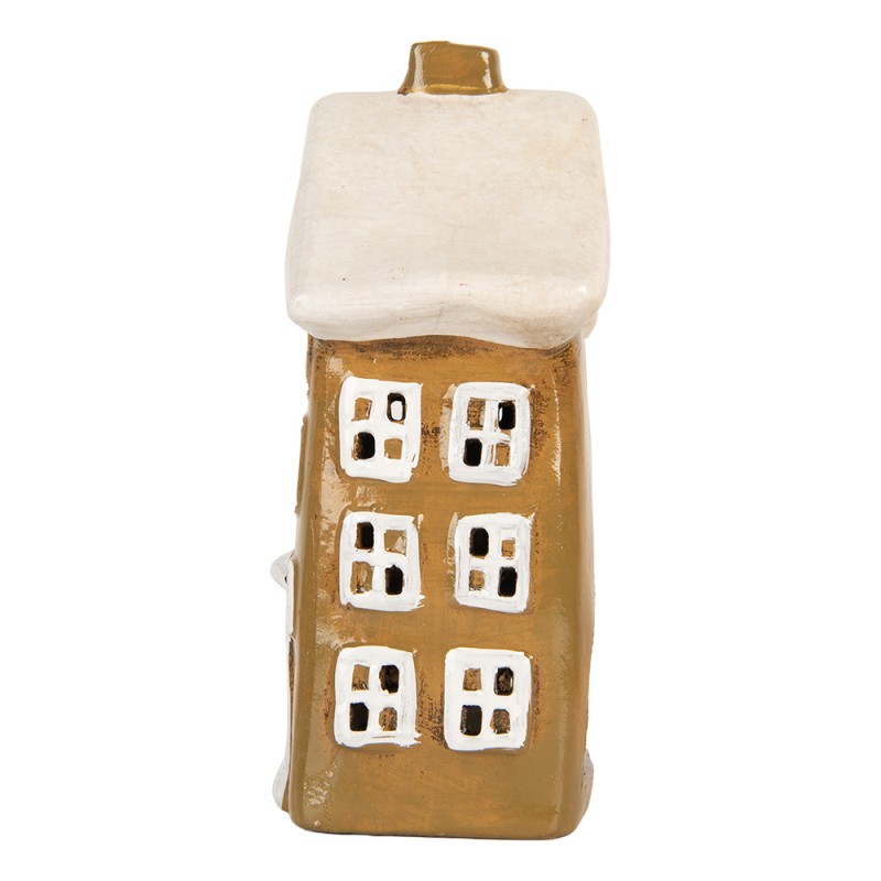 Clayre & Eef Portacandela Casa 12x8x20 cm Marrone Ceramica