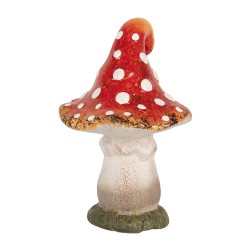 Clayre & Eef Decoratie Beeld Paddenstoel 10x11x16 cm Rood Keramiek