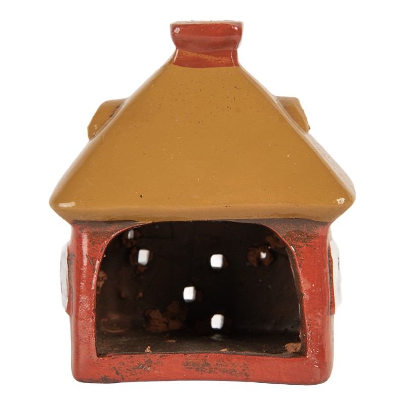 Clayre & Eef Waxinelichthouder Huis 9x6x10 cm Rood Keramiek