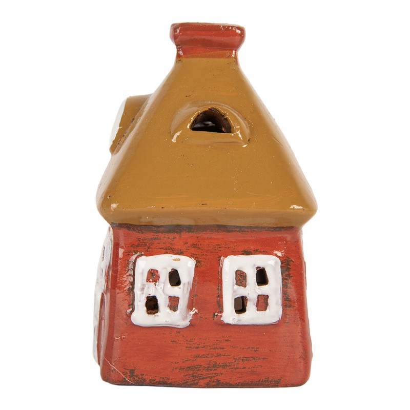Clayre & Eef Waxinelichthouder Huis 9x6x10 cm Rood Keramiek