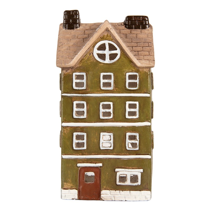 Clayre & Eef Portacandela Casa 20x17x39 cm Verde Ceramica