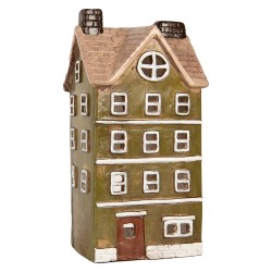Clayre & Eef Waxinelichthouder Huis 20x17x39 cm Groen Keramiek